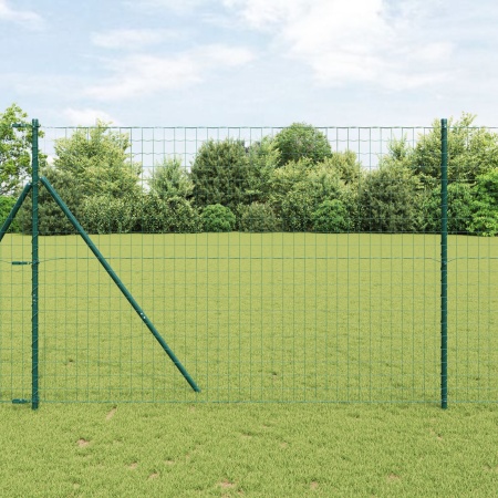 Gard Euro cu 7 stâlpi 1.6x10 m Oțel galvanizat Verde