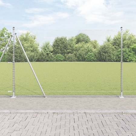 Gard hexagonal 1.4x25 m Oțel galvanizat, Stâlpi pentru gard cu plăci de bază 13 buc Ø32mm 78.5cm Oțel galvanizat