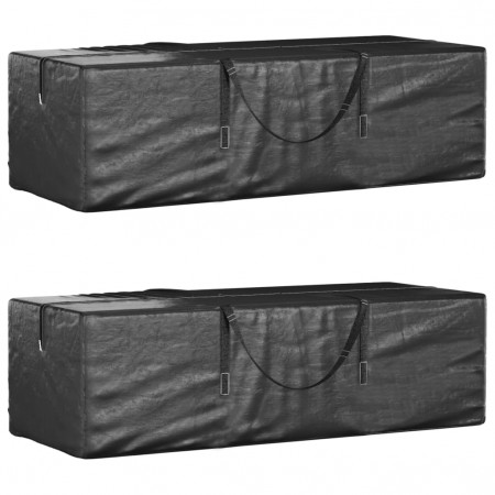 Genți depozitare perne, 2 buc., negru 135x40x55 cm polietilenă