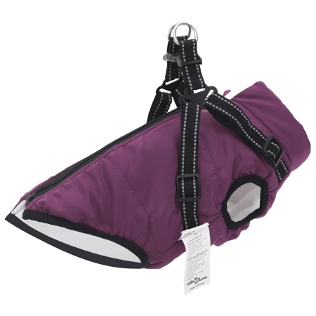 Haină câini cu ham impermeabilă reflectorizantă, violet, L24