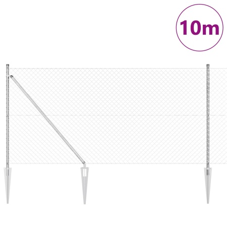 Împrejmuire din sârmă cu 7 stâlpi cu vârfuri 1x10 m Oțel galvanizat