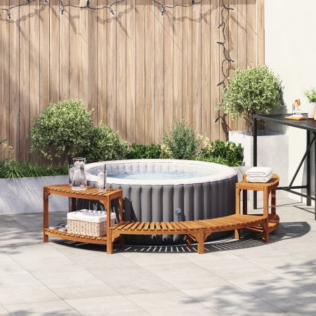 Împrejmuire pentru Cada cu Hidromasaj Semi-Rotund 252x111.5x55.5 cm Lemn Masiv de Acacia