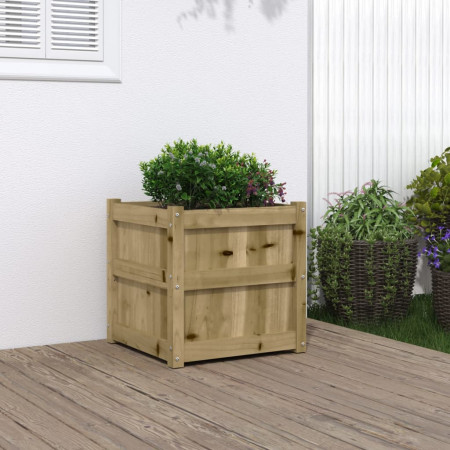 Jardinieră de grădină, 50x50x50 cm, lemn de pin impregnat - Img 1