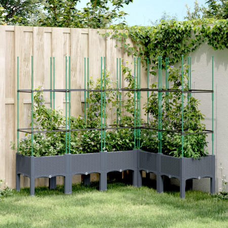 Jardinieră de grădină cu spalier, gri, 160x120x142,5 cm, PP