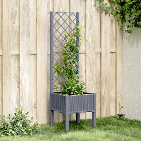 Jardinieră de grădină cu spalier, gri, 40x40x142 cm, PP