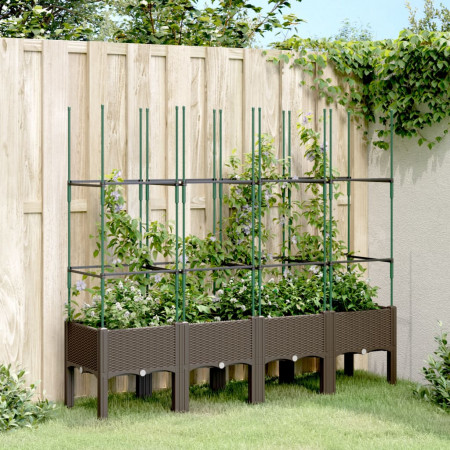 Jardinieră de grădină cu spalier, maro, 160x40x142,5 cm, PP