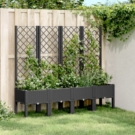 Jardinieră de grădină cu spalier, negru, 160x40x142 cm, PP