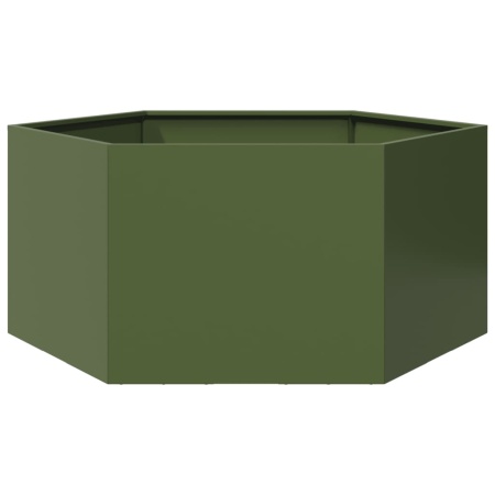 Jardinieră grădină verde măsliniu 104x90x45 cm oțel hexagonal