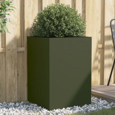 Jardinieră, verde măsliniu, 52x48x75 cm, oțel laminat la rece - Img 1