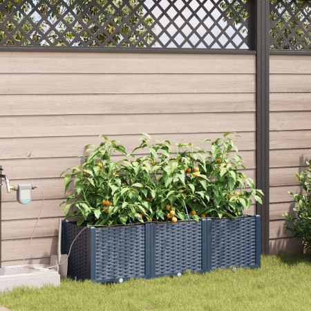 Jardiniere cu sistem de irigație pentru apă 3 buc Gri