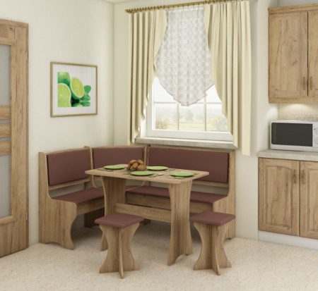 Kitchen Set With Stools | Eco Brown/Craft Gold - Img 1