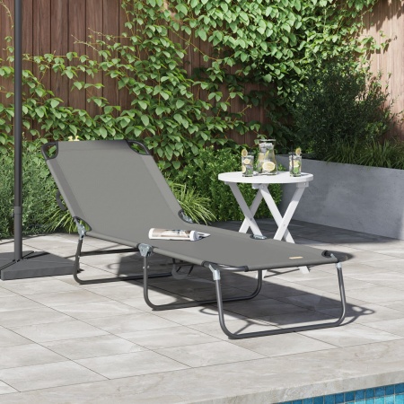 Lounge pliabil portabil Gri din material Oxford 600D