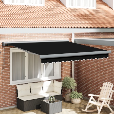 Marchiză manuală retractabilă neagră 300x250 cm, Țesătură de înlocuire pentru marchiză 3x2.5 m cu cadru negru