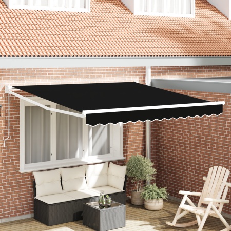 marchiză manuală retractabilă Neagră 350x250 cm, material de înlocuire pentru marchiză pentru cadru de 3.5x2.5 m Negru - Img 1