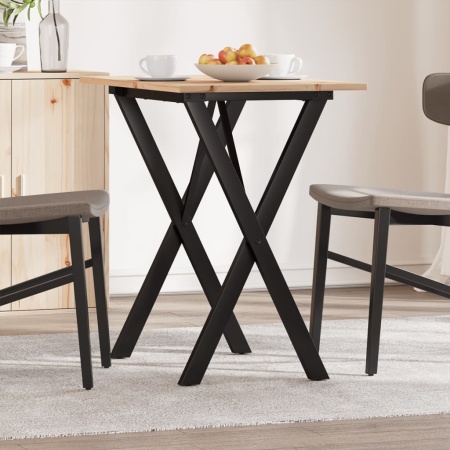 Masă de bucătărie, cadru X, 80x50x75 cm lemn masiv pin și Oţel