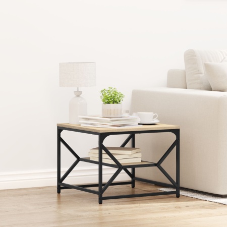 Masă de cafea cu raft din stejar Sonoma – 51x50x40 cm – fabricată din lemn prelucrat