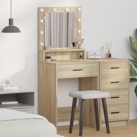 Masă de toaletă cu lumini LED, Stejar Sonoma 50x41x135 cm