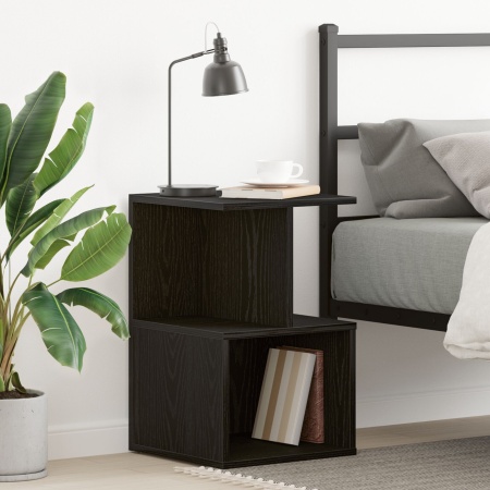 Noptiera Negru Stejar 35x35x55 cm din lemn