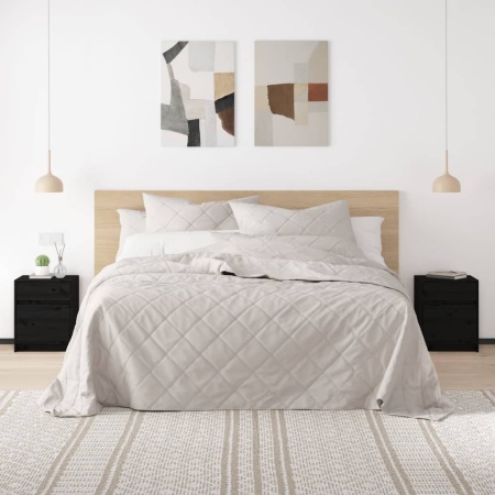 Noptiere, 2 buc., negru, 40x31x50 cm, lemn masiv de pin