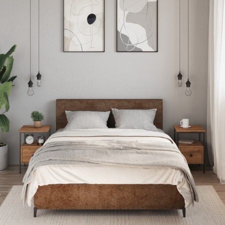 Noptiere, 2 buc., stejar artizanal, 34x36x50 cm, lemn prelucrat