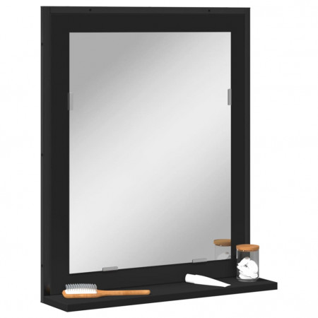 Oglindă baie cu raft negru 50x12x60 cm lemn prelucrat - Img 1