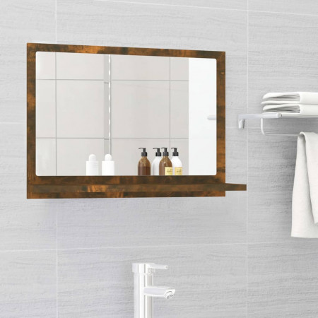 Oglindă de baie, stejar fumuriu, 60x10,5x37 cm, lemn prelucrat - Img 1