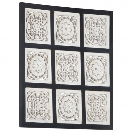 Panouri de perete sculptate manual, negru/alb, 60x60x1,5 cm MDF
