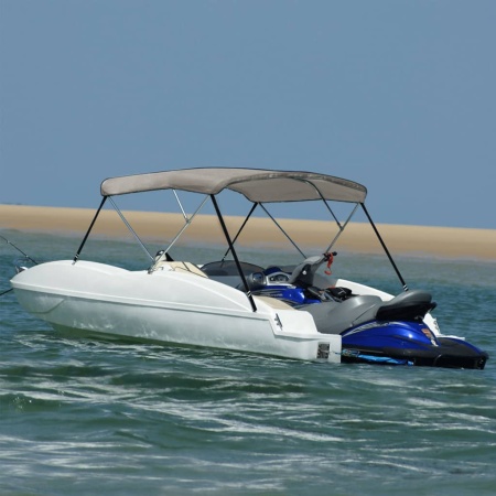 Parasolar barcă Bimini cu 3 arcuri, gri, 183x196x137 cm