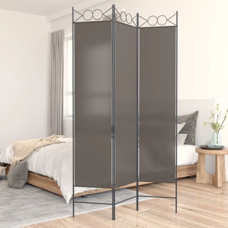 Paravan de cameră cu 3 panouri, antracit, 120x200 cm, textil