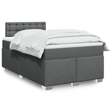 Pat box spring cu saltea, gri închis, 120x190 cm, textil - Img 1