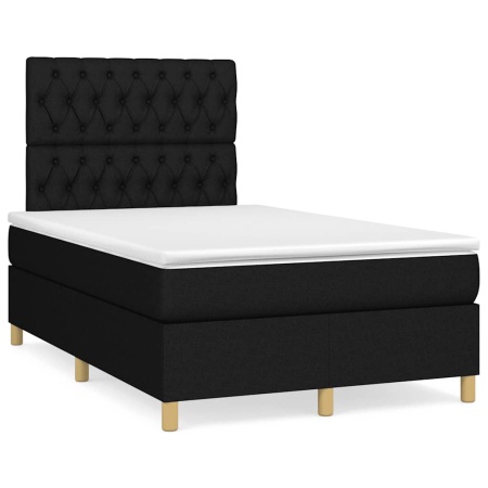 Pat box spring cu saltea, negru, 120x190 cm, catifea