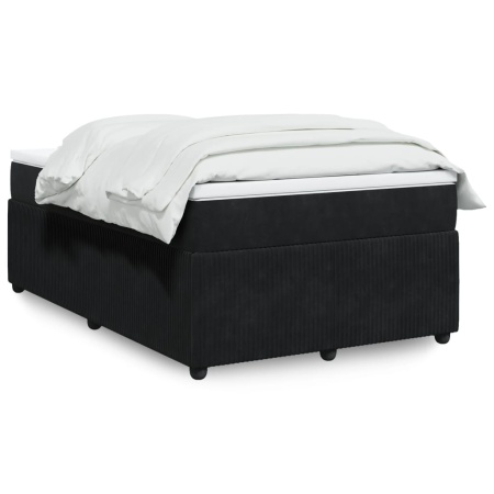 Pat box spring cu saltea, negru, 120x200 cm, catifea
