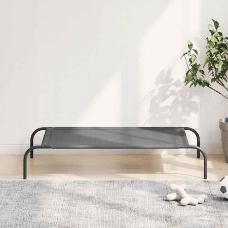 Pat înălțat pentru câini gri 110x65x20 cm Textilenă și oțel
