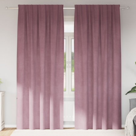 Perdele blackout cu benzi de prindere 2 buc Dark Pink Catifea