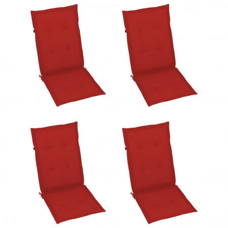 Perne scaun de grădină, 4 buc, roșu, 120x50x3 cm - Img 1