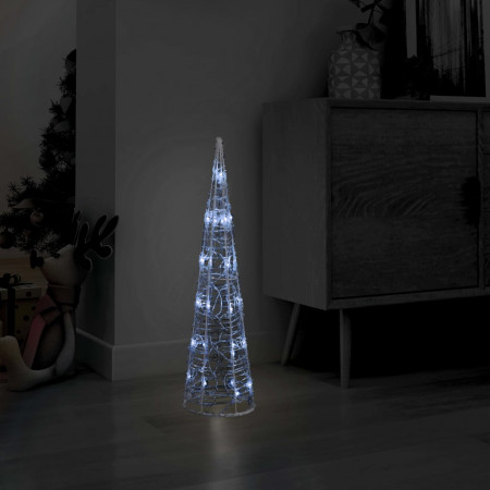 Piramidă decorativă acrilică con lumină LED alb rece 60 cm