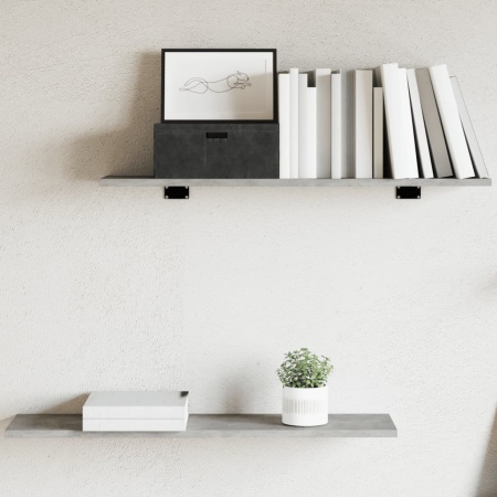 Plăci bibliotecă, gri beton, 4 buc, 80 x 20 x 1,5 cm, lemn