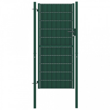 Poartă de gard, verde, 100x124 cm, PVC și oțel