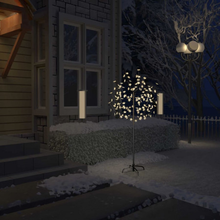 Pom Crăciun, 120 LED-uri alb cald, flori de cireș, 150 cm - Img 1