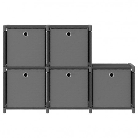 Raft 5 cuburi cu cutii, gri, 103x30x72,5 cm, material textil