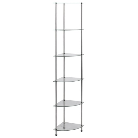 Raft cu 6 niveluri transparent, 30x30x160 cm, sticlă securizată