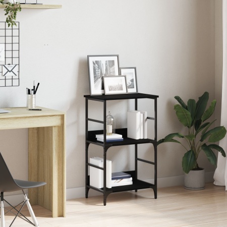 Raft pentru cărți Negru Stejar 50x33x82 cm Lemn prelucrat și Oțel