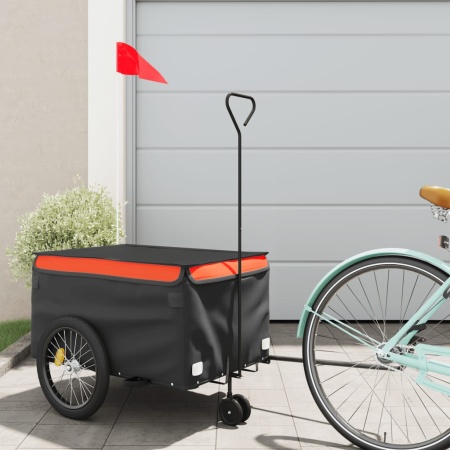Remorcă pentru biciclete negru/portocaliu, 30 kg, fier