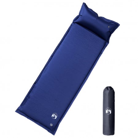 Saltea de camping auto-gonflabilă cu pernă integrată, bleumarin