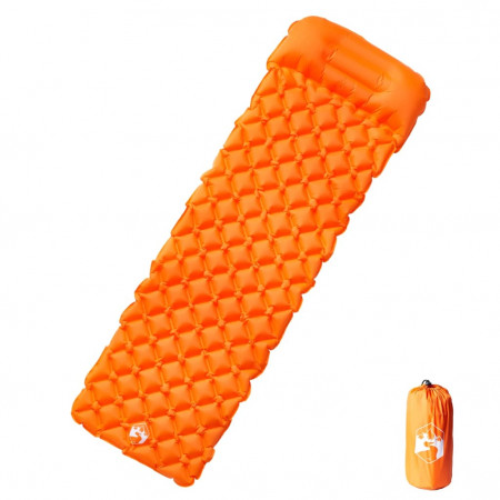 Saltea de camping auto-gonflabilă cu pernă integrată portocaliu