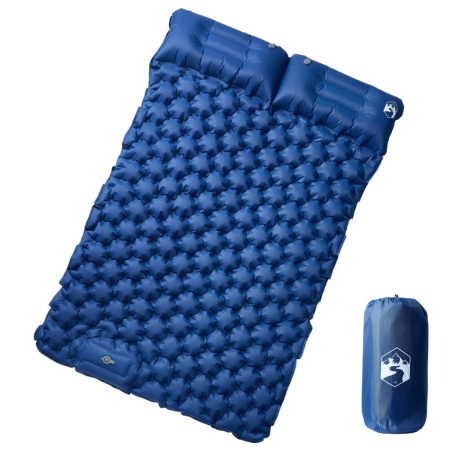 Saltea de camping cu perne cu autoumflare 2 persoane, bleumarin