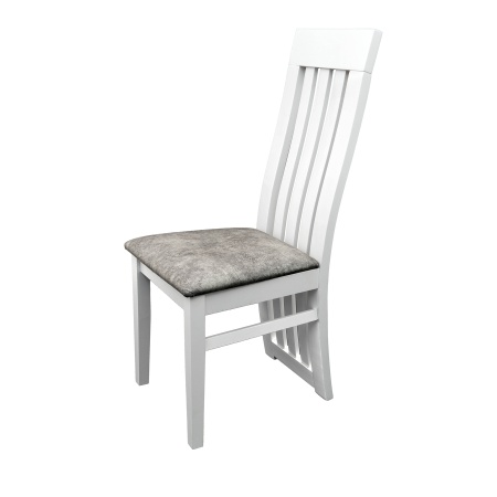 Scaun living S-104, tapitat, alb, tapiterie gri