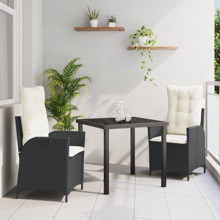Set de 2 Negru Ratan PE Mediu Cotieră ajustabilă - Img 1