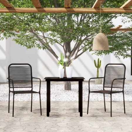 Set de mobilier pentru grădină, 3 piese, negru