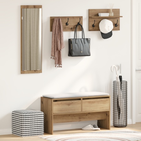 Set de mobilier pentru hol format din 4 piese din lemn de stejar